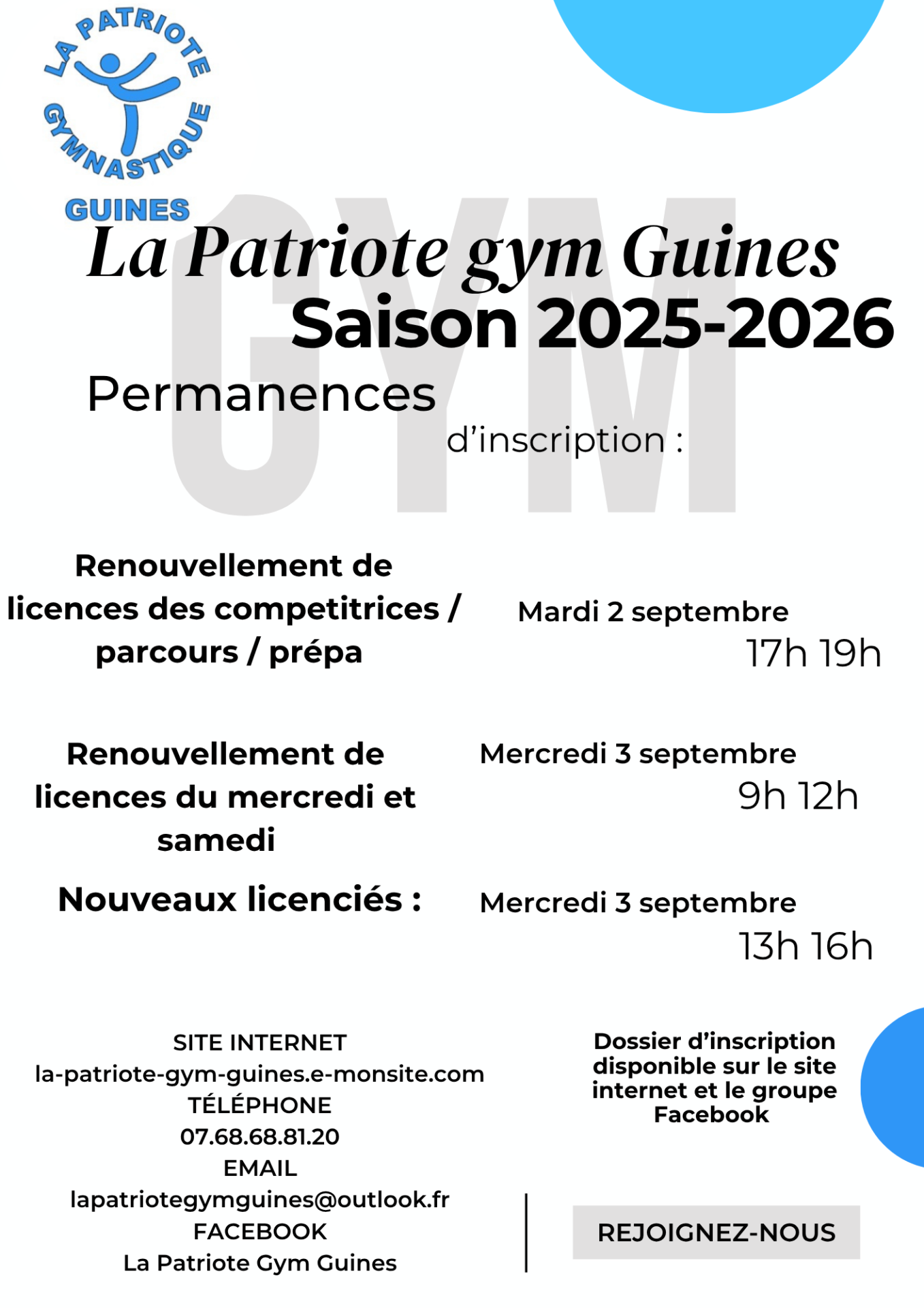 Flyer fitness danse tarifs moderne minimaliste blanc bleu 1